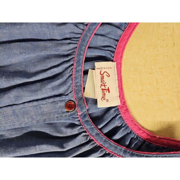 Vintage Smart Time Womens XL House Dress Granny Button Front Embroidered Flower - Picture 6 of 13